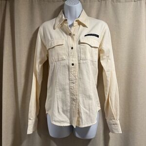 Harley Davidson Womens XS Cream Snap Front Work Shirt Jacket